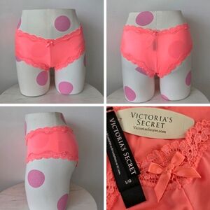 Victoria's Secret VTG Very Sexy Neon Coral Orange Lace Panty NWT Satin Nylon Y2K